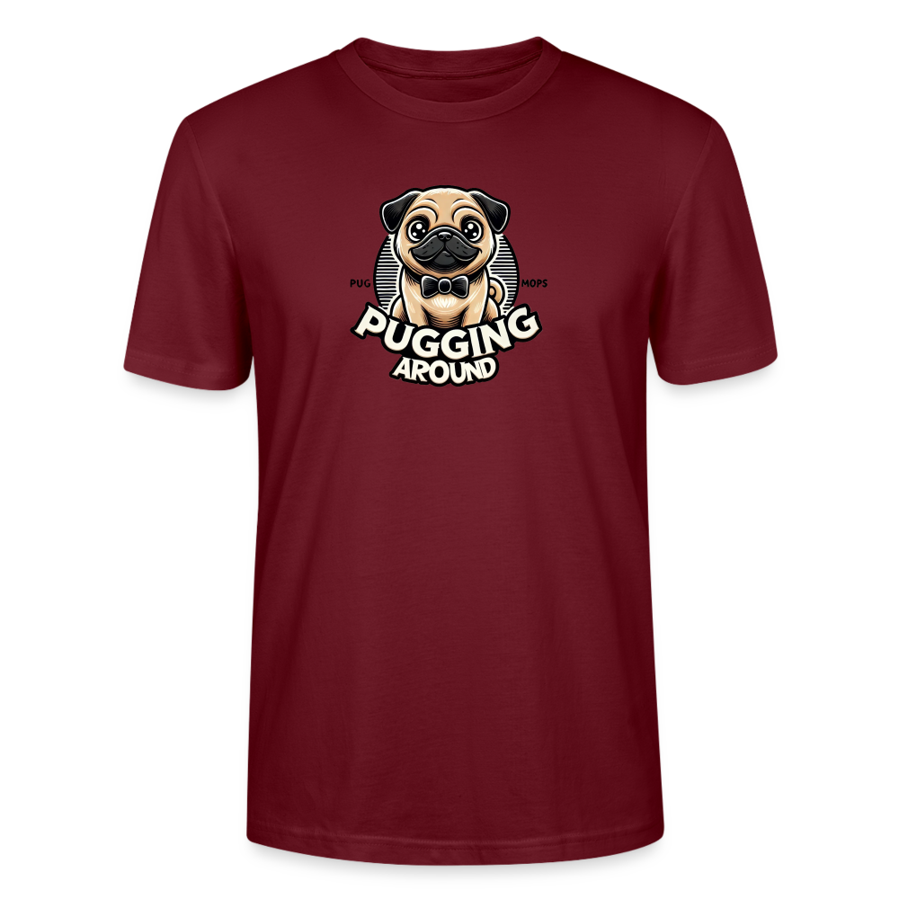 Pugging Around Design - Organic Tshirt - burgundy