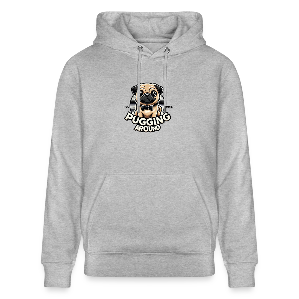 Pugging Around - Organic Hoodie - heather grey