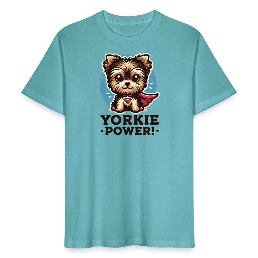 Yorkie Power Design - Organic T-Shirt - pastel turquoise