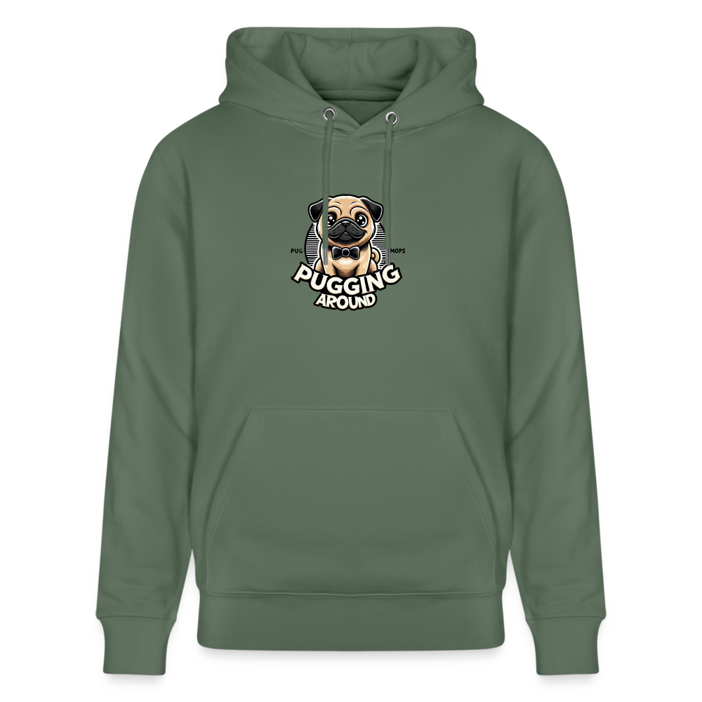 Pugging Around - Organic Hoodie - cypress green